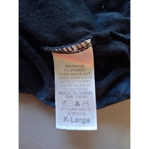 B.L.E.U. Womens Tie-Dye V-Neck XL Top Black White Studded Neck Boho Hippie - Picture 4 of 6